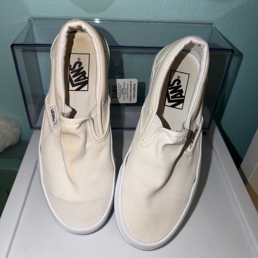 Vans Cream Slip-On Shoes
